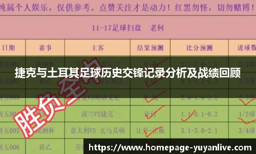 捷克与土耳其足球历史交锋记录分析及战绩回顾